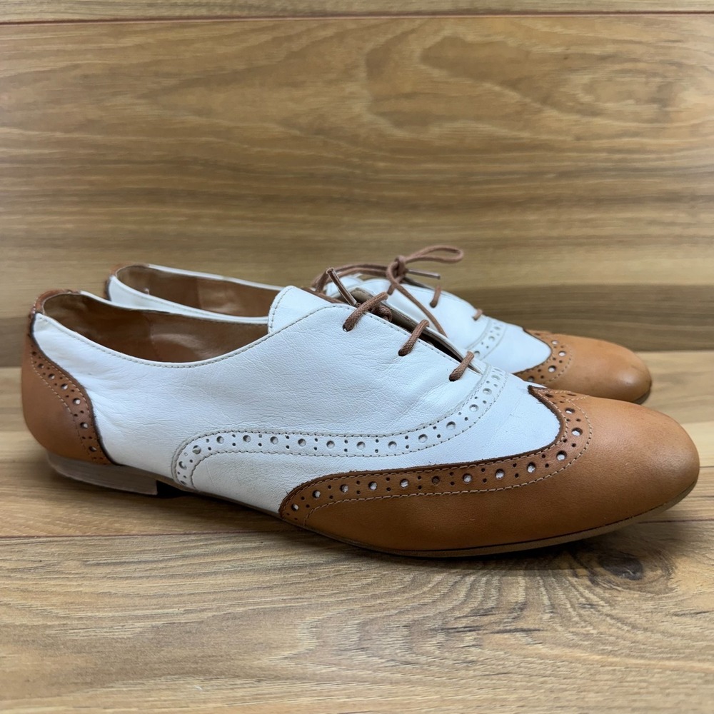Mercanti Fiorentini Wingtip Oxfords 10 10.5 EU 41 White Tan Old Money Minimalist